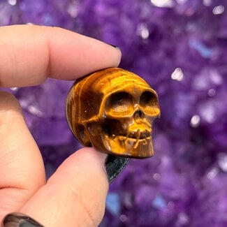Gold Tigers Eye Skull - Small 1.25" Carvings Figurines