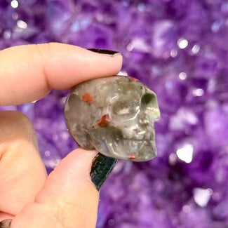 Bloodstone (Seftonite Septonite Setonite Heliotrope) Skull - Small 1.25" Carvings Figurines