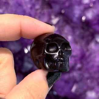 Black Obsidian Skull - Small 1.25" Carvings Figurines