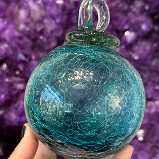 Light Blue Crackled Specula Spirit Friendship Gazing Watch Wizard Kugel Witch Balls - Small 4"x 4"