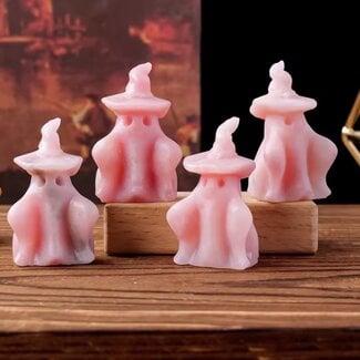 Pink Opal Ghosts Witch Hats - 1.5" Small Carving Figurine