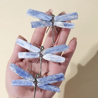Blue Kyanite Dragonfly Dragonflies Silver Body - Small 2.5" Rough Raw Natural