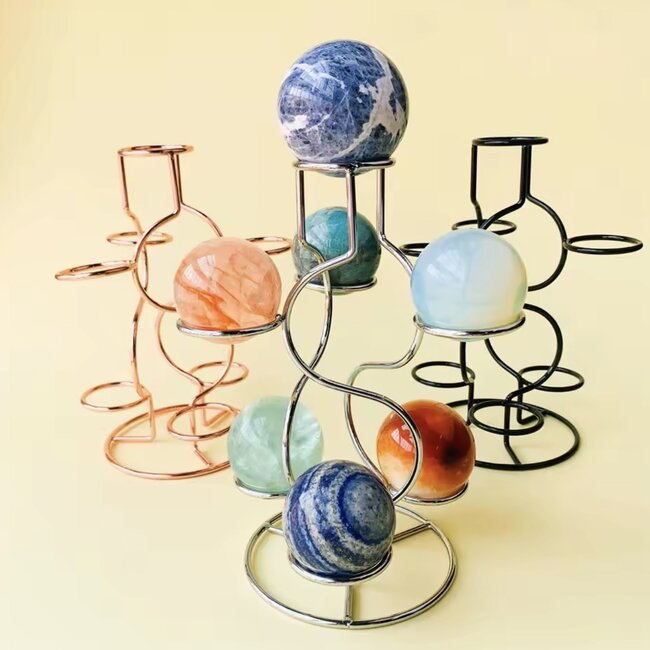 Black Sphere Orb Holder - 7 S Shaped Home Decor