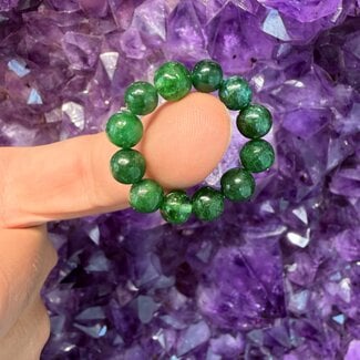 Zambian Emerald Beaded Rings (AAA Grade) - 6mm