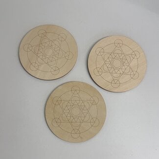 Metatron's Cube Carved Wood Crystal Grid - 4"