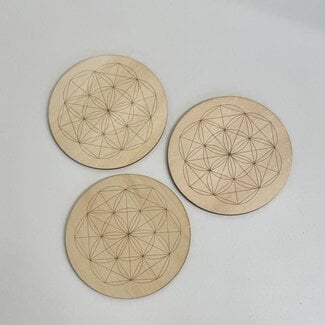 Crystal Grids - Star of David and Fruit of Life - 4" Sacred Geometry - Wooden Board