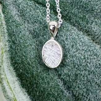 Meteorite (Campo Del Cielo) Necklaces - Oval Bezel Set - 16-18" Dainty Link Chain - Sterling Silver Pendant