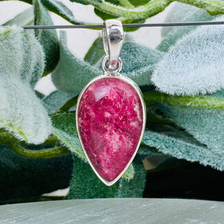 Pink Thulite Pendants - Reverse Teardrop Pear Bezel Set - Sterling Silver