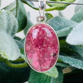 Pink Thulite Pendants - Oval Bezel Set - Sterling Silver