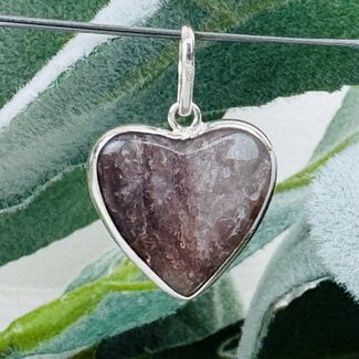 Purple Lithium Quartz Pendants - Heart Bezel Set - Sterling Silver