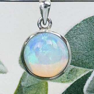 Ethiopian Opal Pendants - Round Circle Bezel Set - Sterling Silver