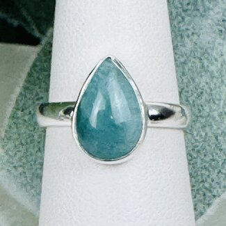 Grandidierite Rings - Size 7 Teardrop Pear Bezel Set - Sterling Silver