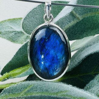 Blue Labradorite Pendants - Oval Bezel Set - Sterling Silver