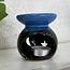 Ceramic Oil Burner - Moon and Stars (3") Fragrance Oil Votive Candle - Blue and Black Rounded
