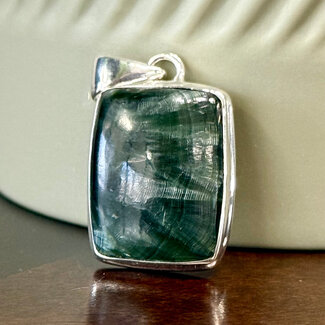 Seraphinite Pendants - Rounded Square Bezel Set - Sterling Silver