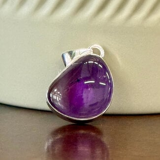 Amethyst Pendants - Rounded Angled Bezel Set - Sterling Silver