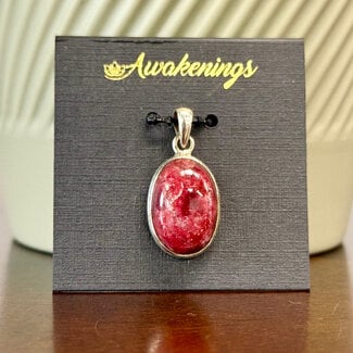 Pink Thulite Pendants - Oval Bezel Set - Sterling Silver