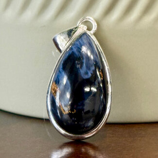 Pietersite Pendants - Teardrop Pear Bezel Set - Sterling Silver