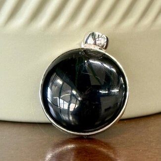 Black Onyx Pendants - Wide Circle Bezel Set - Sterling Silver