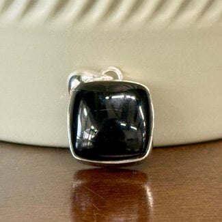 Black Onyx Pendants - Square Bezel Set - Sterling Silver