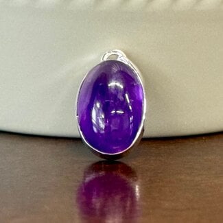 Amethyst Pendants - Oval Bezel Set - Sterling Silver