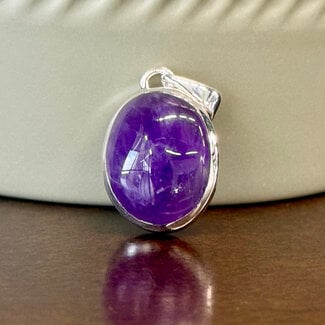 Amethyst Pendants - Oval Double Bezel Set - Sterling Silver