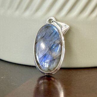 Labradorite Pendants - Oval #2 Double Bezel Set - Sterling Silver