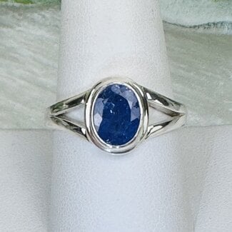 Tanzanite Rings - Size 9.5 Oval Faceted Bezel Set - Split Band Sterling Silver