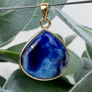 Afghanite (Afghan Lapis) Pendants - Teardrop Pear Bezel Set - Gold Vermeil