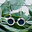 Blue Richterite (Blue Sugilite) & Bustamite Earrings - Drop Dangle Round Circle - Double Bezel Set Sterling Silver