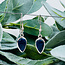 Blue Richterite (Blue Sugilite) & Bustamite Earrings - Drop Dangle Teardrop Pear - Bezel Set Sterling Silver