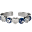 Evil Eye Adjustable Rings with Rhinestone Hearts - Adjustable Silver Plated Band
