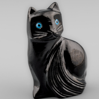 Black Onyx Cat Kitten Kitty - Large 3" Animal Carving Figurine