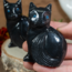 Black Onyx Cat Kitten Kitty - Large 3" Animal Carving Figurine