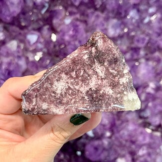 Lepidolite Free Form Specimen - Highly Polished Smooth Face - Rough Raw Natural Medium 3" (Namibia)