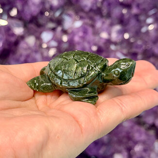 Green Jade Turtles -  Medium 2.5" Animal Figurine Carving