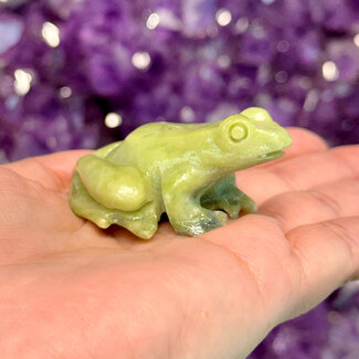 Green Jade Frog - Medium 2" Figurine Carving Animal Statue
