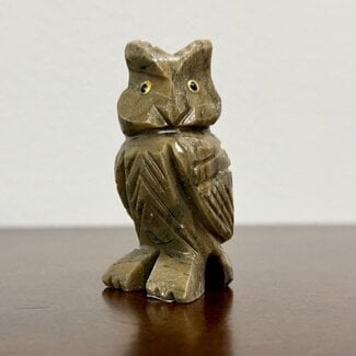 Brown Alabaster Owl - Small 2" Figurine Carving Animal
