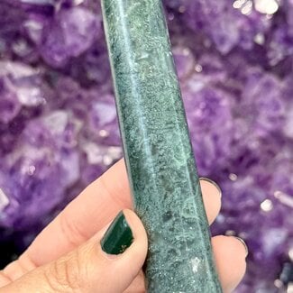 Crocodile (Kambaba) Jasper (Green Stromatolite) Massage Wands - Large 4" Point Stick Tool