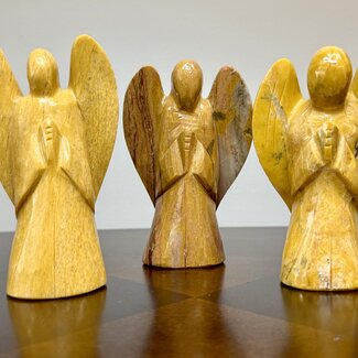 Honey Yellow Alabaster Angel - Large 5-5.5" - Figurine Carving
