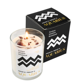 Aquarius Zodiac Candles - Amethyst - 10oz Essential Oil (Eucalyptus Orange Peppermint & Rosemary )- Soy Wax Candle - Astrology