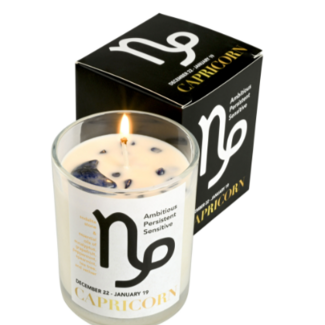 Capricorn Zodiac Candle with Sodalite Crystals - 10oz, Essential Oil Soy Wax Candle