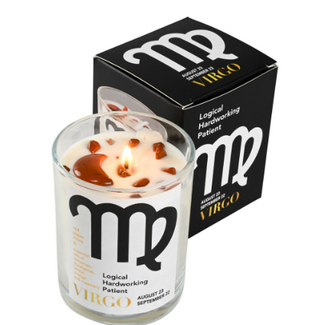 Virgo Zodiac Candle - Red Jasper - 10oz Essential Oil (Cinnamon Eucalyptus Lemon Orange & Rosemary) Soy Wax - Astrology