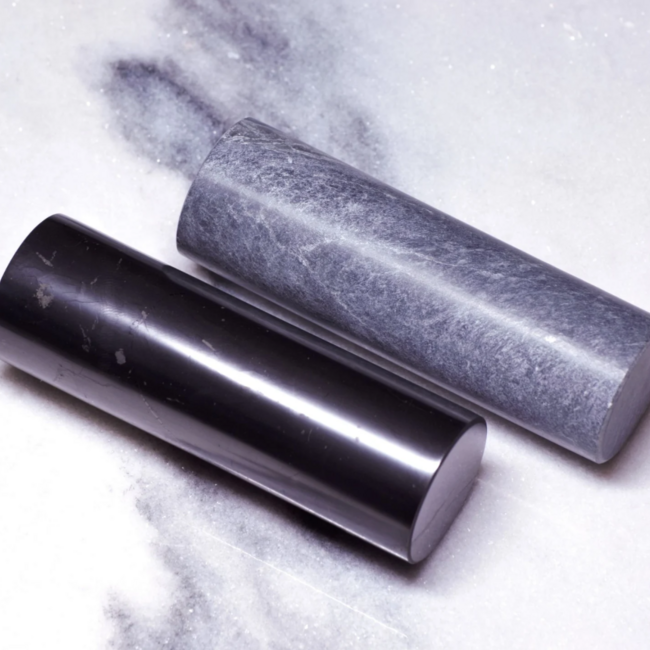 Shungite & Soapstone Harmonizers Rods (4")  - Pair Set Level 1 - Pharaoh Energy Cylinders Balancing Rods