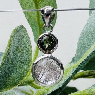 Moldavite & Meteorite Pendants - Round Bezel Set Sterling Silver