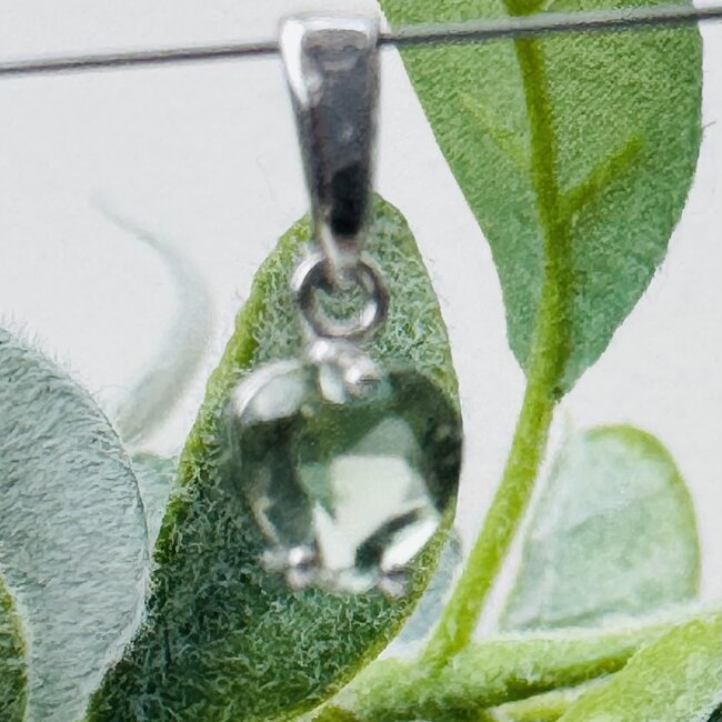 Moldavite Pendants - Heart Faceted - Claw Prong Set Sterling Silver