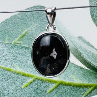 Iron Meteorite (Sweden) Pendants - Oval Bezel Set - Sterling Silver