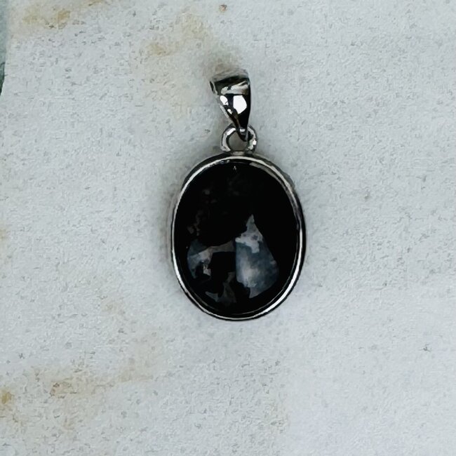 Iron Meteorite (Sweden) Pendants - Oval Bezel Set - Sterling Silver