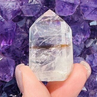 Amethyst with Petroleum Phantom Inclusions Point Tower Generator - Small 1-1.5"