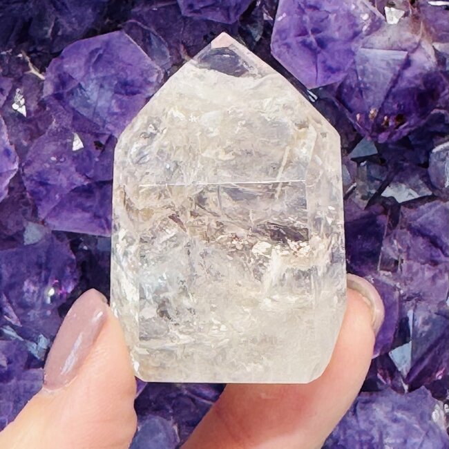 Amethyst with Petroleum Phantom Inclusions Point Tower Generator - Medium 1.5-3"